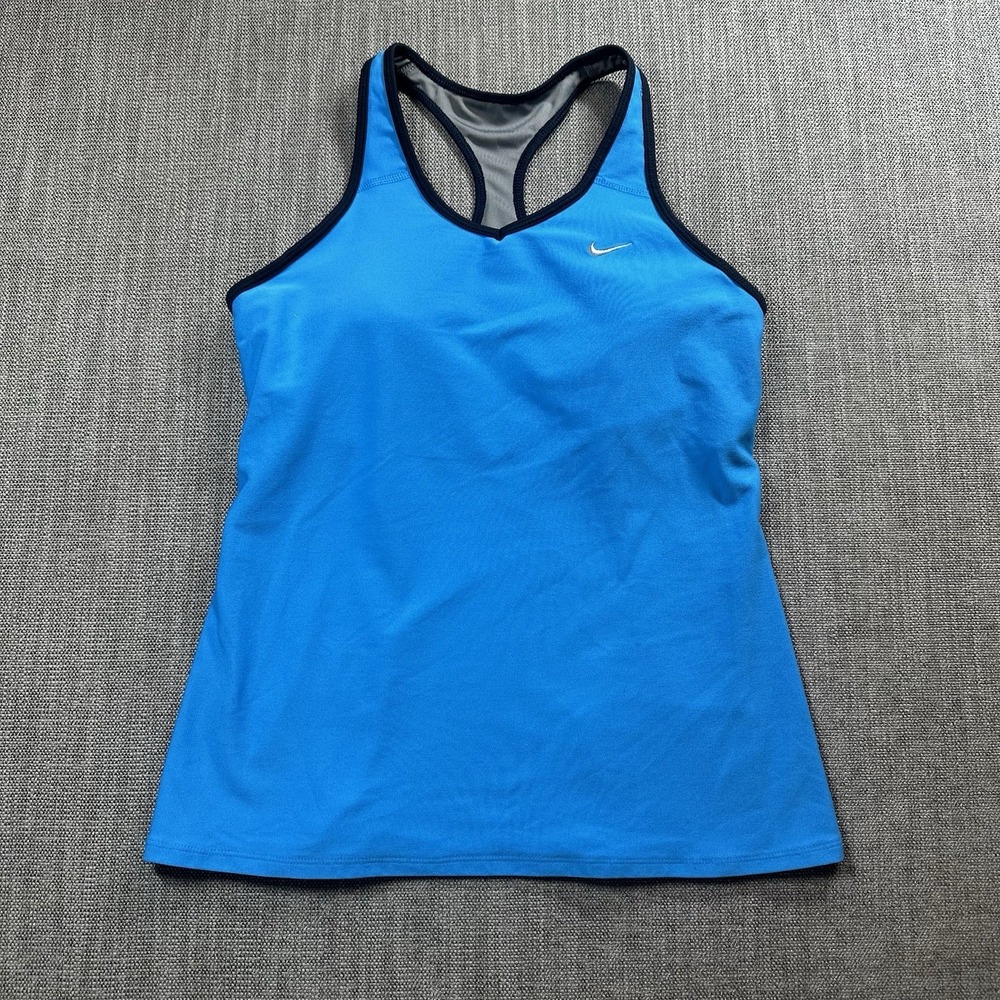Nike Dri Fit Top Women's L Blue Sleeveless Running‎ Athletic Gym Lift